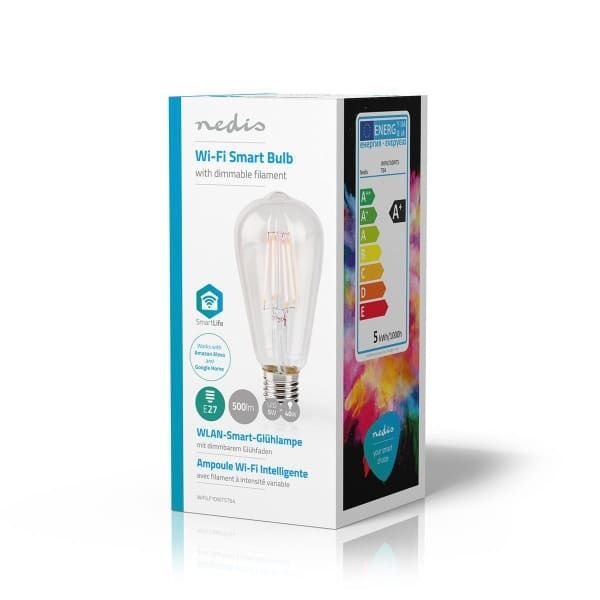 Nedis Wi-Fi Smart LED -filamenttilamppu | E27 | ST64 | 5 W | 500 lm