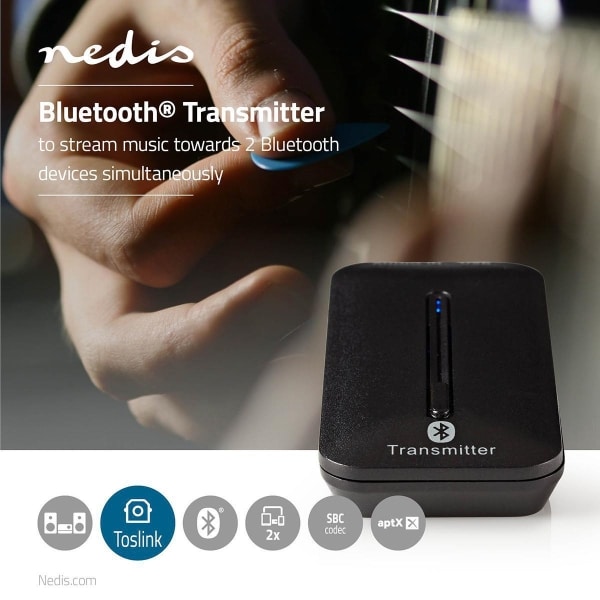 Nedis Langaton Audiolähetin | Bluetooth® | Enintään kahdet kuulokkeet | Musta