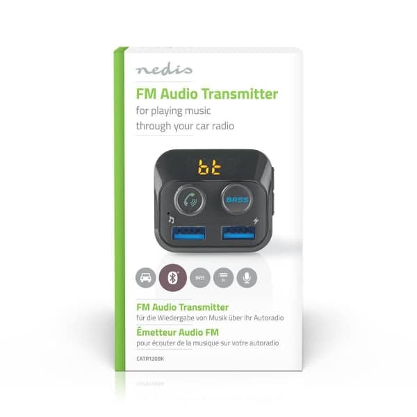 Nedis Auton FM-Lähetin | Bluetooth® | Bass Boost | MicroSD-Korttipaikka | Handsfree-Puhelut | 2 x USB
