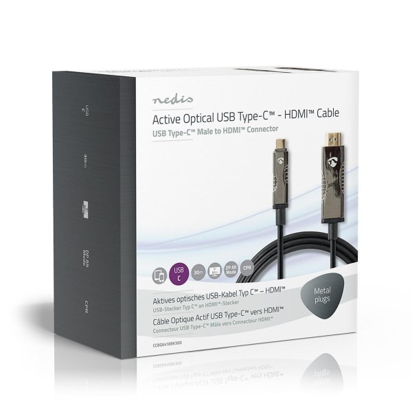 Nedis USB Type-C™ – HDMI™-Kaapeli | AOC | Type-C™-Urosliitin – HDMI™-Liitin | 30,0 m | Musta