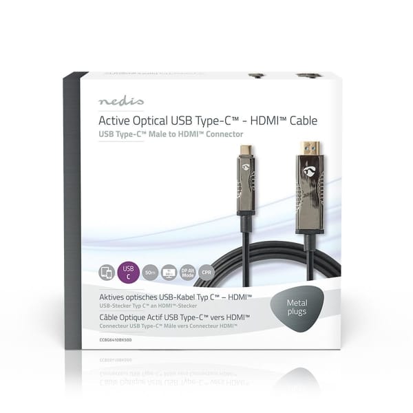 Nedis USB Type-C™ – HDMI™-Kaapeli | AOC | Type-C™-Urosliitin – HDMI™-Liitin | 50,0 m | Musta