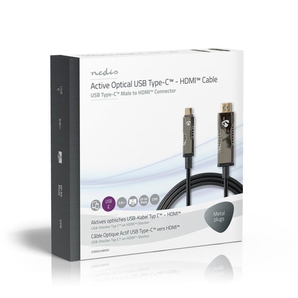 Nedis USB Type-C™ – HDMI™-Kaapeli | AOC | Type-C™-Urosliitin – HDMI™-Liitin | 5,0 m | Musta