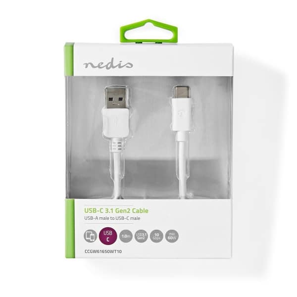 Nedis USB 3.1 Cable (Gen2) | USB-C™ Male - A Male | 1.0 m | White