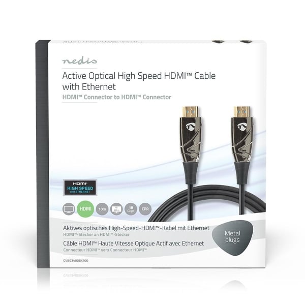 Nedis High Speed HDMI™ -Kaapeli, jossa Ethernet | AOC | HDMI™-Liitin – HDMI™-Liitin | 10,0 m | Musta