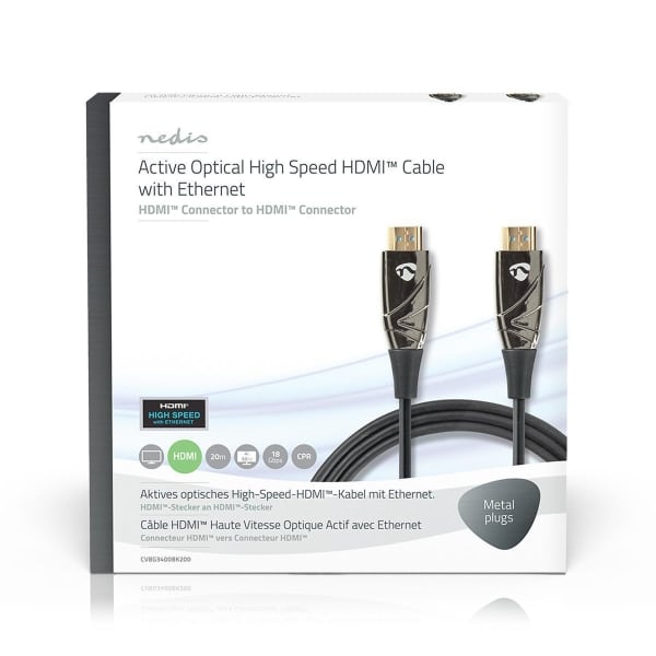 Nedis High Speed HDMI™ -Kaapeli, jossa Ethernet | AOC | HDMI™-Liitin – HDMI™-Liitin | 20,0 m | Musta