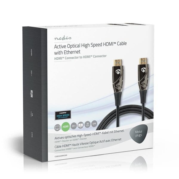 Nedis High Speed HDMI™ -Kaapeli, jossa Ethernet | AOC | HDMI™-Liitin – HDMI™-Liitin | 20,0 m | Musta