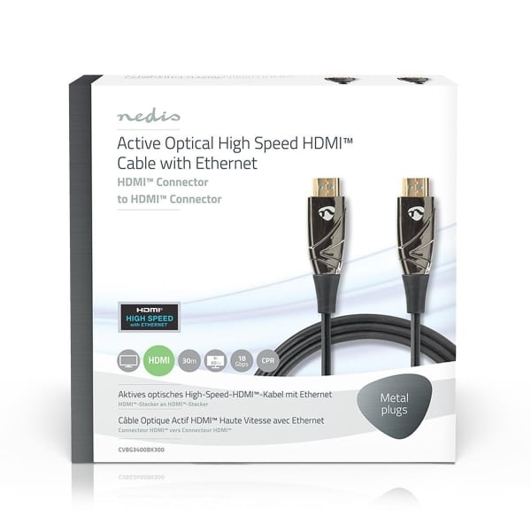 Nedis High Speed HDMI™ -Kaapeli, jossa Ethernet | AOC | HDMI™-Liitin – HDMI™-Liitin | 30,0 m | Musta