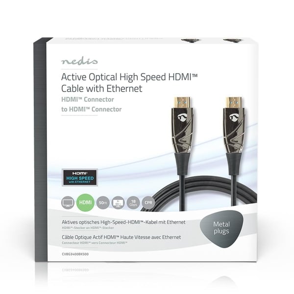 Nedis High Speed HDMI™ -Kaapeli, jossa Ethernet | AOC | HDMI™-Liitin – HDMI™-Liitin | 50,0 m | Musta