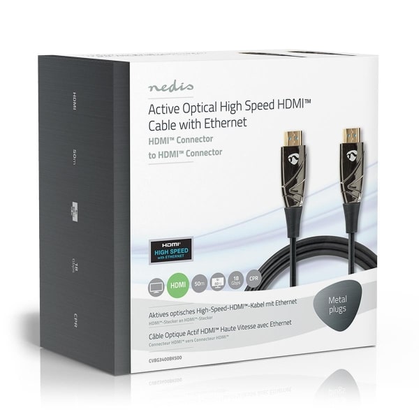 Nedis High Speed HDMI™ -Kaapeli, jossa Ethernet | AOC | HDMI™-Liitin – HDMI™-Liitin | 50,0 m | Musta