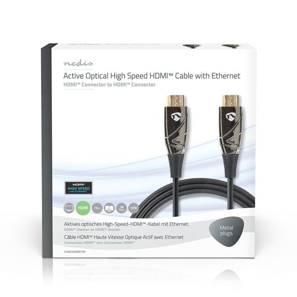 Nedis High Speed HDMI™ -Kaapeli, jossa Ethernet | AOC | HDMI™-Liitin – HDMI™-Liitin | 75,0 m | Musta