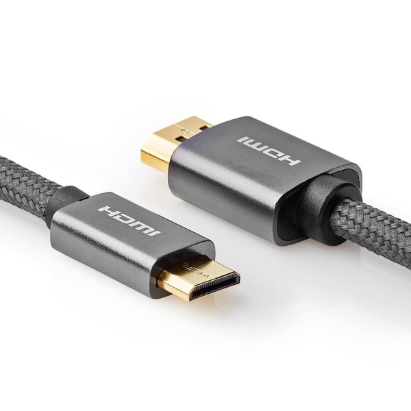 Nedis High Speed HDMI™-Kaapeli, jossa Ethernet | HDMI™-Liitin – HDMI™ Mini -Liitin | Metallinharmaa | Punospäällysteinen Kaapeli