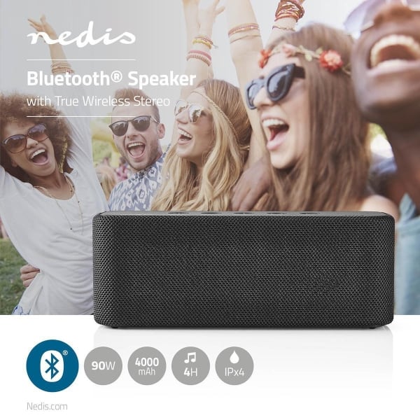Nedis Bluetooth®-Kaiutin | 2 x 45 W | True Wireless Stereo (TWS) | Vedenpitävä | Musta