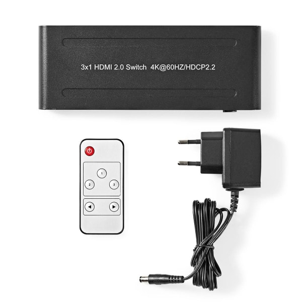 Nedis HDMI™-Kytkin | 3-Porttinen, 3 x HDMI™-Tulo | 1 x HDMI™-Lähtö | 4K2K taajuudella 60 kuvaa/s / HDC2.2