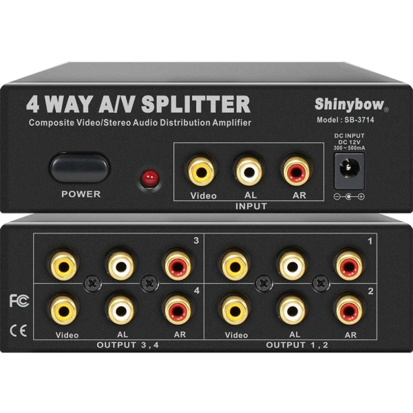 Shinybow SB-3714 1×4 COMPOSITE VIDEO/AUDIO DISTRIBUTION AMPLIFIER