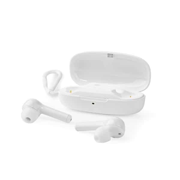 Nedis Täysin Langattomat Bluetooth®-Kuulokkeet | 6 Tunnin Toistoaika | Ääniohjaus | Kosketusohjaus | Pitkä Rakenne | Latauskotelo | Valkoinen