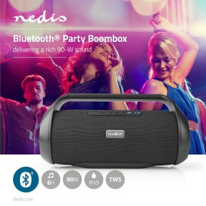 Nedis Party Boombox | 6 Tunnin Toistoaika | Bluetooth® | TWS | Juhlavalot | Musta