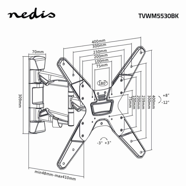 Nedis Täysin Säädettävä TV-Seinäteline | 26-42