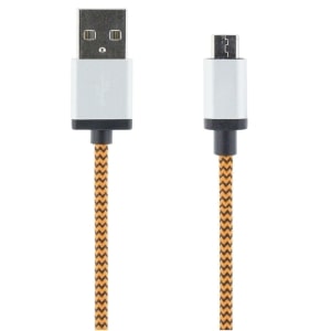 STREETZ USB-kaapeli, kangasp., Type A ur - Type Micro B, 1m, oranssi | MICRO-116