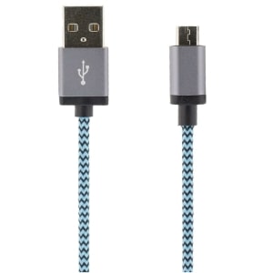 STREETZ USB-kaapeli, kangasp., Type A ur - Type Micro B, 1m, sininen | MICRO-117