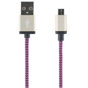 STREETZ USB-kaapeli, kangasp., Type A ur - Type Micro B, 1m, violetti | MICRO-118