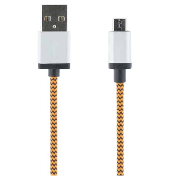 STREETZ USB-kaapeli, kangasp., Type A ur - Type Micro B, 2m, oranssi | MICRO-119