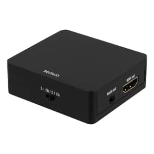 DELTACO Muunnin HDMI - HDMI +SPDIF/3,5mm, Ultra HD 30Hz, 5.1/2.1, must | HDMI-7038