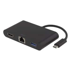 DELTACO USB-C-telakointiasema, HDMI, RJ45, 1xUSB A, USB-C PD, musta | USBC-1267