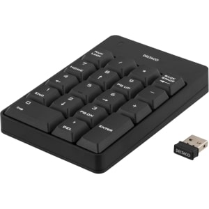 DELTACO langaton numeronäppäimistö, USB, 10m kantama, musta | TB-144