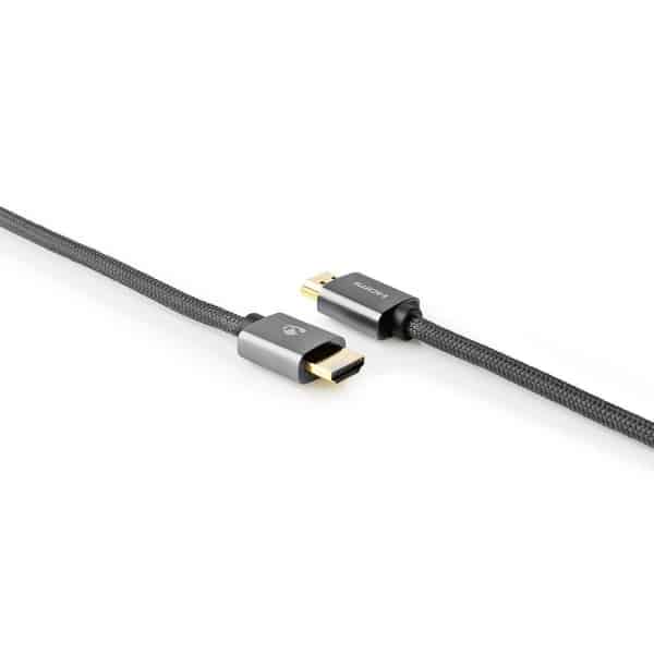 Nedis High Speed HDMI-Kaapeli, jossa Ethernet | HDMI™-Liitin - HDMI™-Liitin | Tykkimetallin Harmaa | Punospäällysteinen Kaapeli | 1m