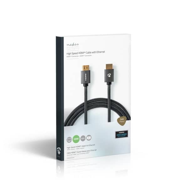 Nedis High Speed HDMI-Kaapeli, jossa Ethernet | HDMI™-Liitin - HDMI™-Liitin | Tykkimetallin Harmaa | Punospäällysteinen Kaapeli | 5m