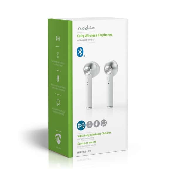 Nedis Täysin Langattomat Bluetooth®-Kuulokkeet | 3 Tunnin Toistoaika | Ääniohjaus | Latauskotelo | Valkoinen