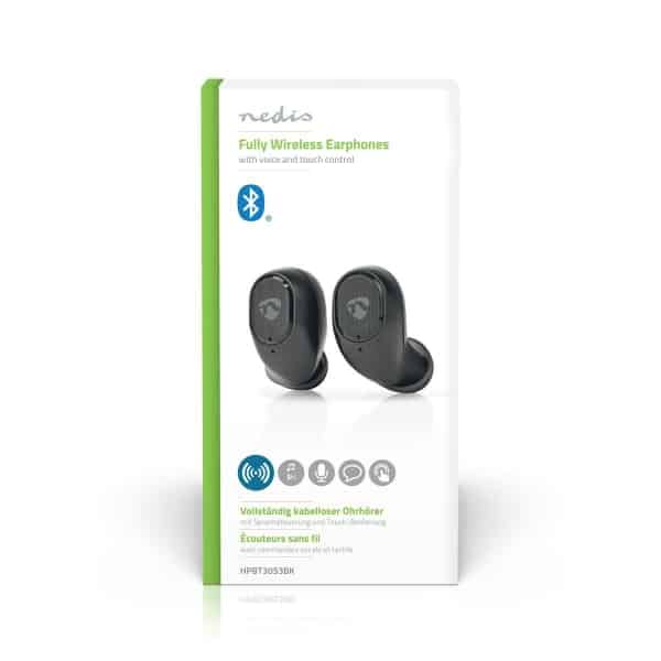 Nedis Täysin Langattomat Bluetooth®-Kuulokkeet | 3 Tunnin Toistoaika | Ääniohjaus | Kosketusohjaus | Latauskotelo | Musta