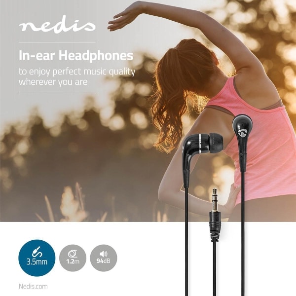 Nedis Wired Headphones | 1.2m Round Cable | In-Ear | Black
