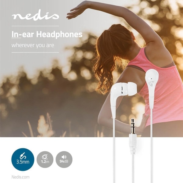 Nedis Wired Headphones | 1.2m Round Cable | In-Ear | White