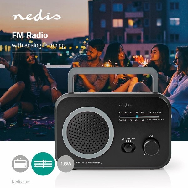Nedis FM-/AM-Radio | 1,8 W | Taskukoko | Musta