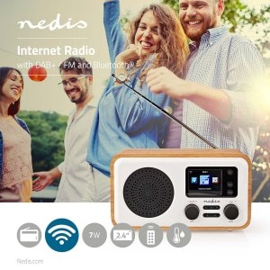 Nedis Internet-Radio | DAB+ / FM / Bluetooth® | Kaukosäädin | Valkoinen/Puu