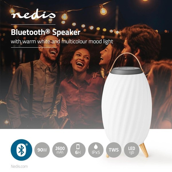 Nedis Bluetooth®-Kaiutin | 90 W | Jopa 6 Tunnin Käyttöaika | True Wireless Stereo (TWS) | Vedenkestävä (varastoale)