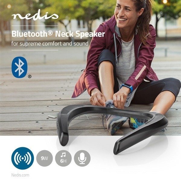 Nedis Kaulalle Asetettava Bluetooth®-Kaiutin | 2 x 4,5 W | Bluetooth® | Jopa 6 Tunnin Toistoaika | Musta
