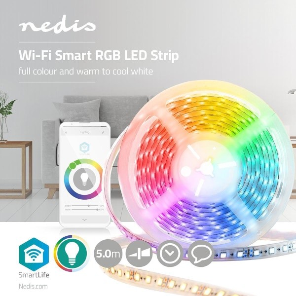 Nedis Wi-Fi Smart LED -Nauha | Täydellinen Väriskaala ja Lämpimästä Viileän Valkoiseen | 5 m
