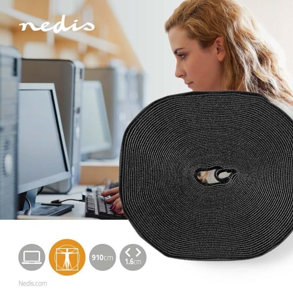 Nedis Velcro Cable Roll | 9100 x 16 mm | Black
