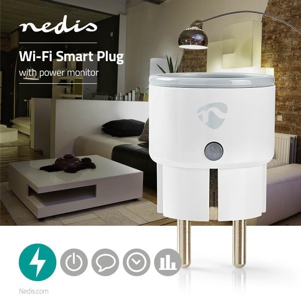 Nedis SmartLife Älypistorasia | Wi-Fi | Energiankulutusmittari | 2500 W | Schuko / Tyyppi F (CEE 7/7) | -10 - 40 °C | Android™ & iOS | Valkoinen