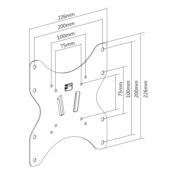 DELTACO näytön seinäkiinnike, kompakti, 23"-42", 35kg, 75x75-200x200 | ARM-1050