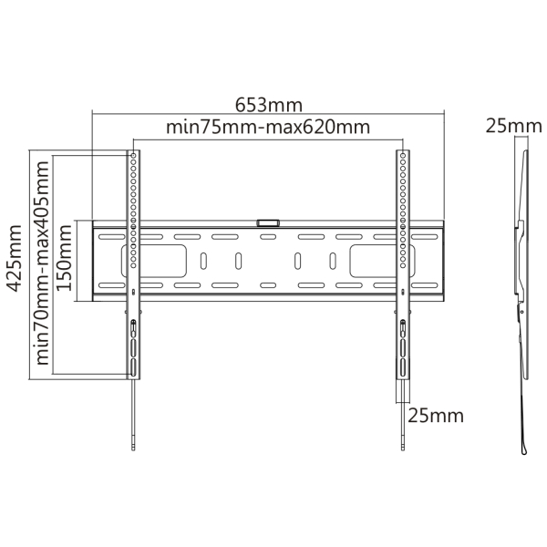 DELTACO er.suuren näytön seinäkiinnike, 37"-70", 50kg, 200x200-600x400 | ARM-1151