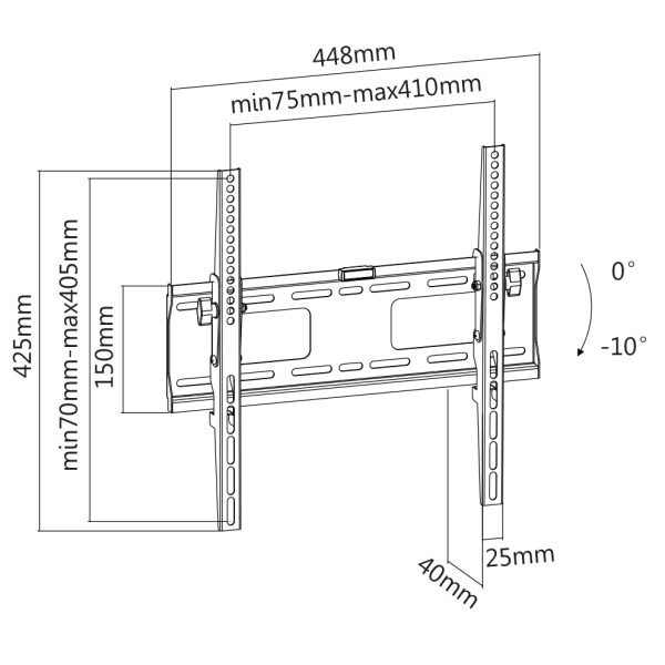 DELTACO näytön seinäkiinnike, 32"-55", 50kg, 200x200-400x400 | ARM-1153