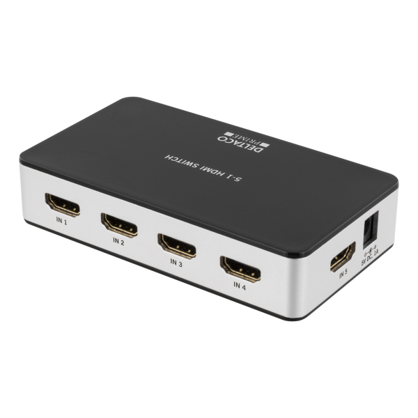 DELTACO PRIME 5-porttinen HDMI-kytkin, kaukosäädin, UltraHD 60Hz, must | HDMI-7027