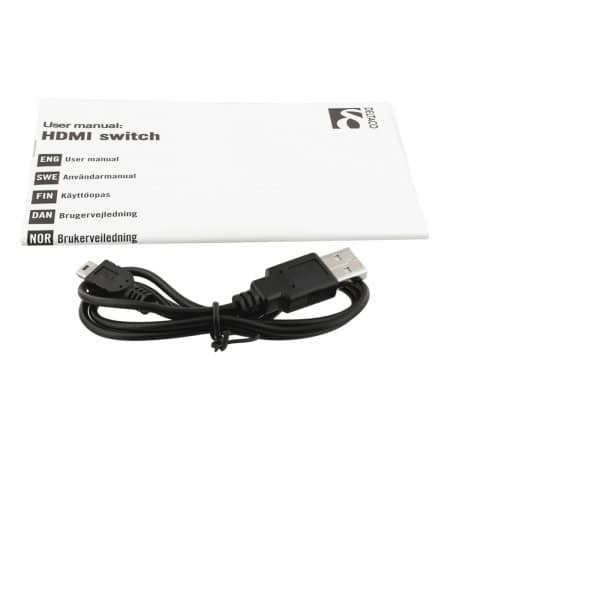 DELTACO HDMI-kytkin, 3 sisääntuloa ja 1 ulostulo, 4K 60Hz, 7.1, musta | HDMI-7044 - Image 3