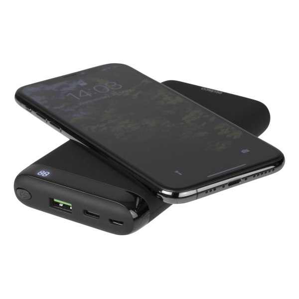 DELTACO varavirtalähde, 10000mAh, Qi 10W, USB-C PD, USB-A, pikalataus | PB-Q1001