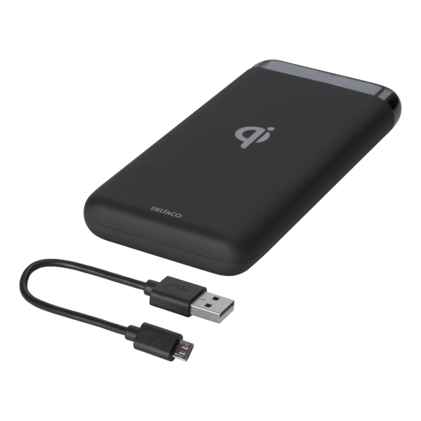 DELTACO varavirtalähde, 10000mAh, Qi 10W, USB-C PD, USB-A, pikalataus | PB-Q1001