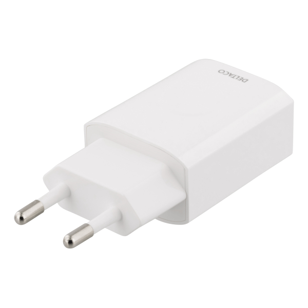 DELTACO seinälaturi, 230V, 5V 2,4A, 1xUSB-A, myyntipakkaus, valkoinen | USB-AC149