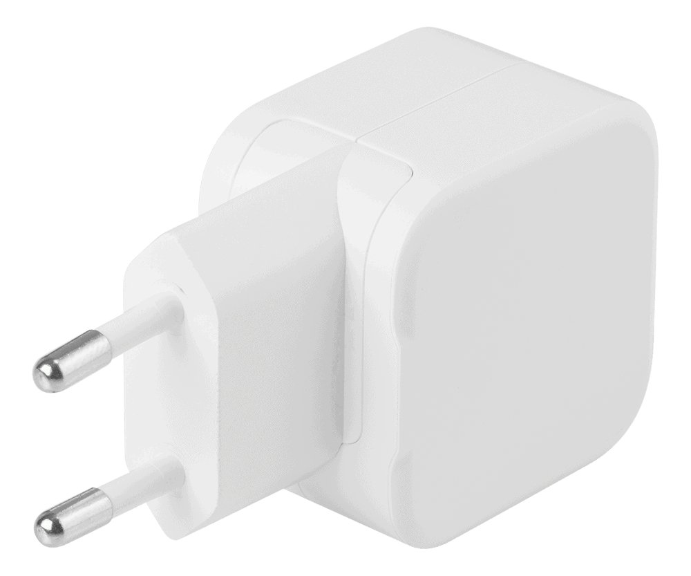 DELTACO USB-seinälaturi, 2x USB-A, 4,8A, 24W, valkoinen | USB-AC175
